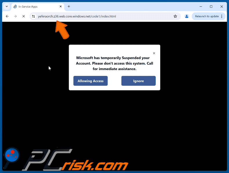 Appearance of Microsoft Has Temporarily Suspended Your Account scam