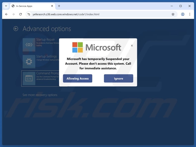 Microsoft Has Temporarily Suspended Your Account scam