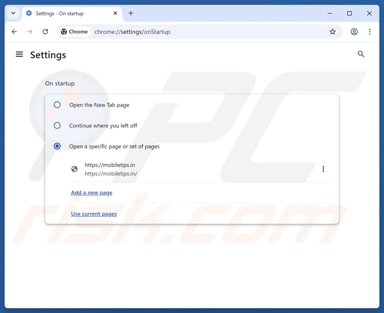 Removing mobiletips.in from Google Chrome homepage