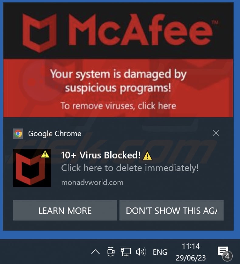 Ad delivered by the monadvworld[.]com webpage
