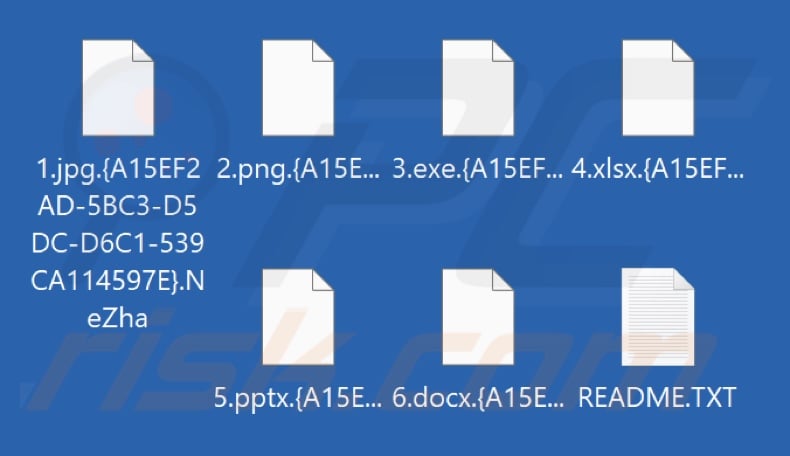 Files encrypted by NeZha ransomware (.NeZha extension)