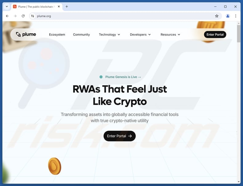 Plume airdrop scam real page (plume.org)