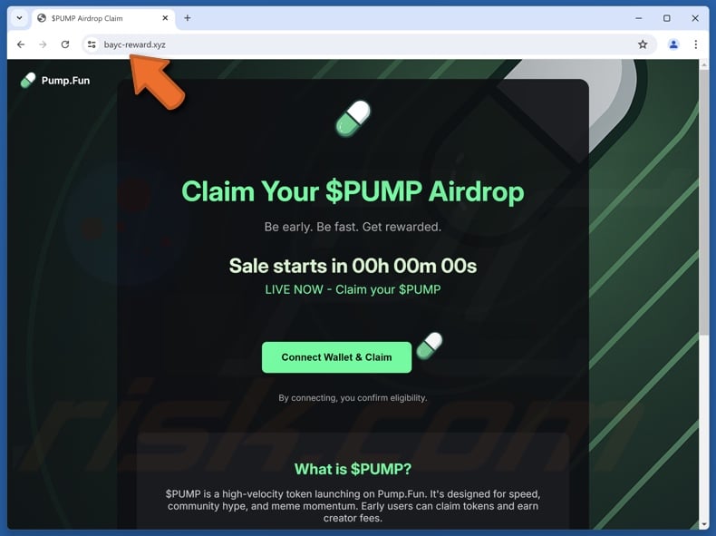 Fake $PUMP Airdrop website
