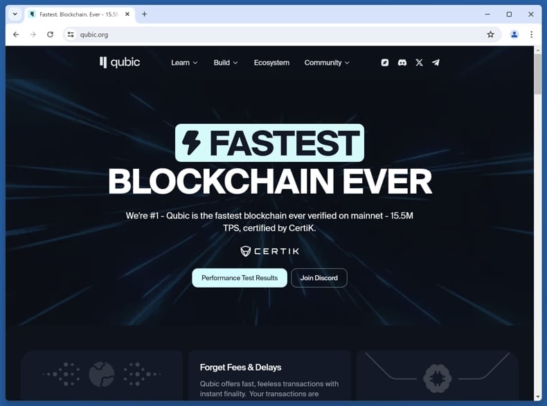 Qubic distribution scam real page (qubic.org)