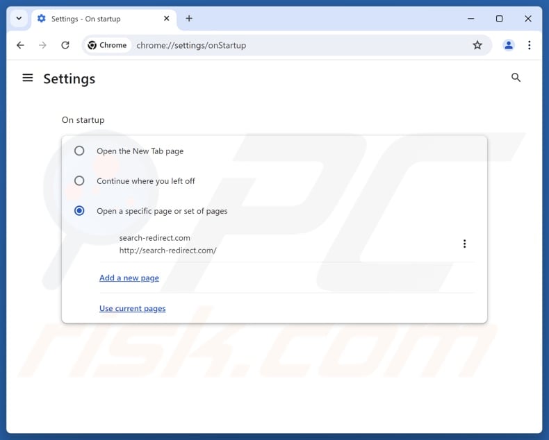 Removing search-redirect.com from Google Chrome homepage