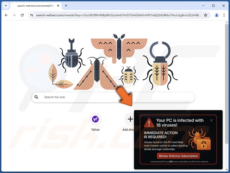 search-redirect.com displayed fake pop-up