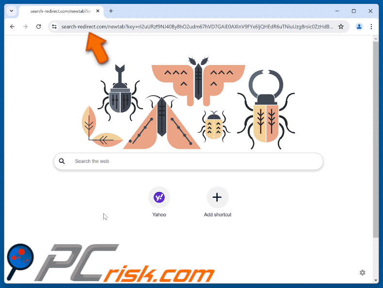 search-redirect.com redirecting to Yahoo (GIF)