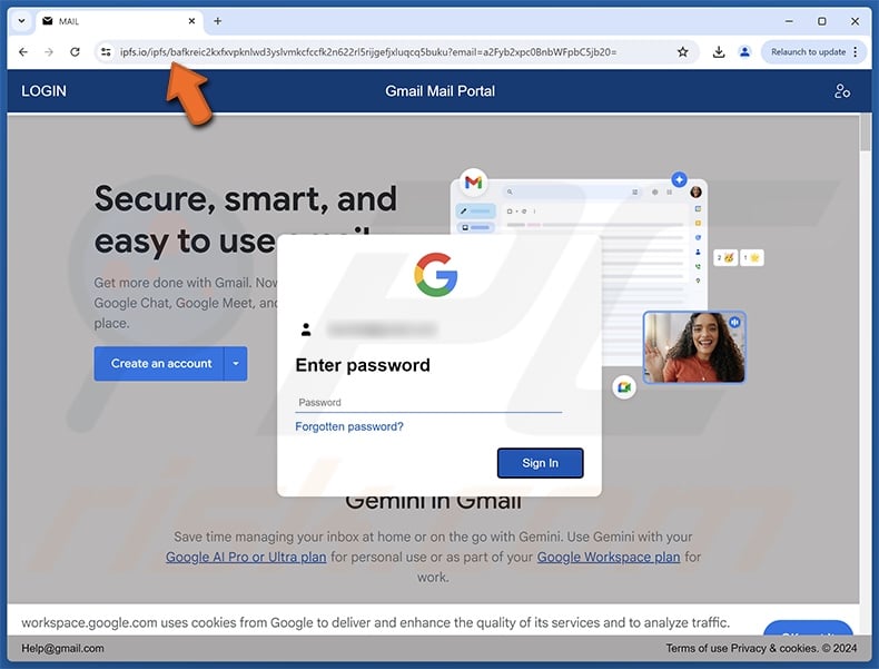 Security Notice - AI Assist Now Available scam email promoted phishing site
