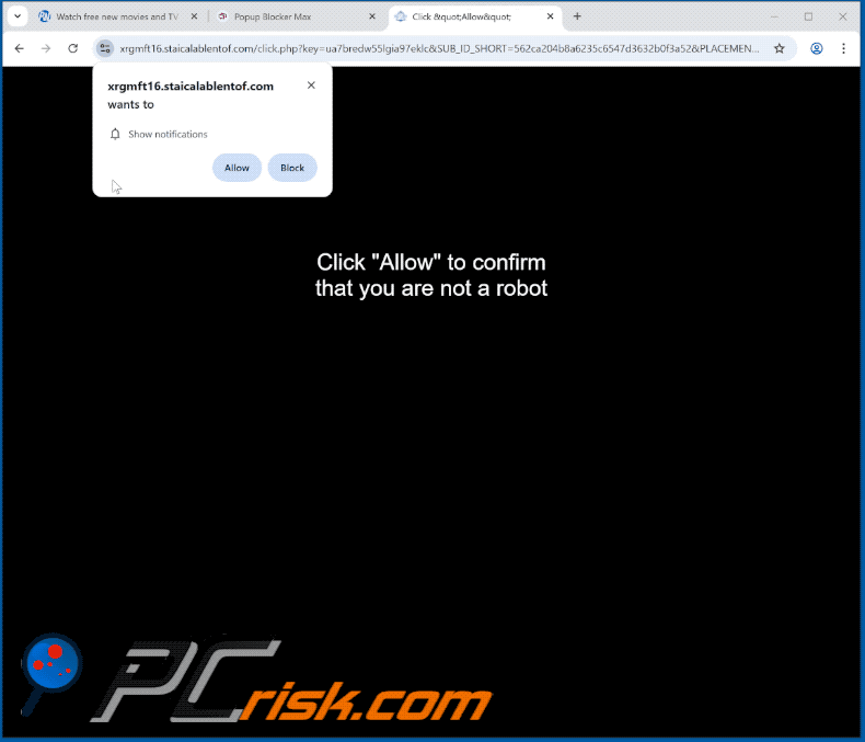 staicalablentof[.]com website appearance (GIF)