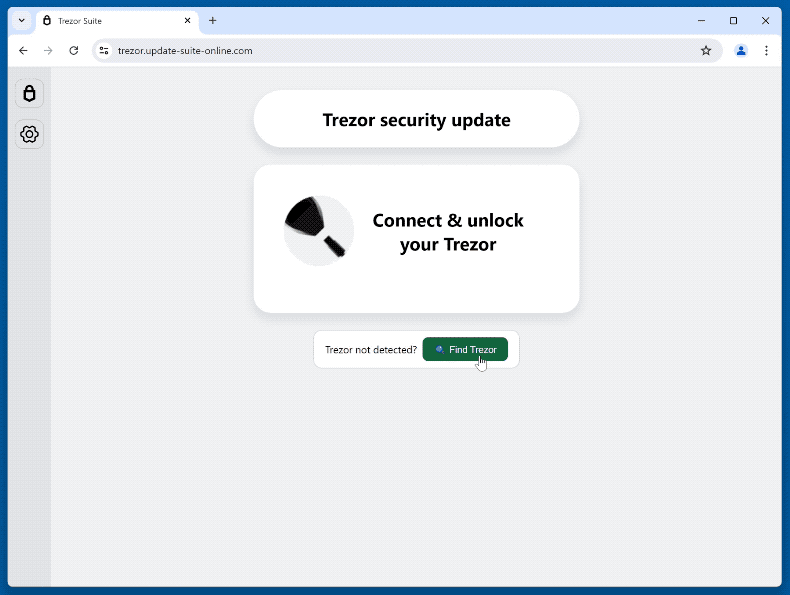 Appearance of the fake Trezor Security Update website (GIF)
