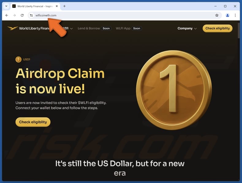 Fake World Liberty Financial Airdrop website