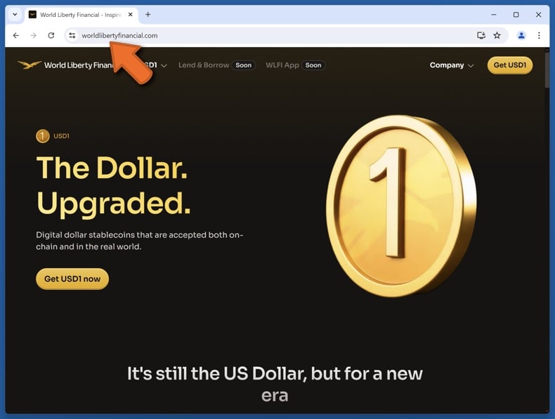 Appearance of the real World Liberty Financial website (worldlibertyfinancial.com)