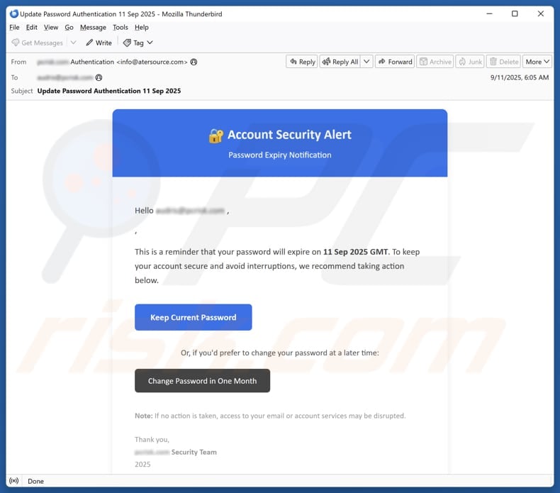 Email Account Failure Notice email spam campaign