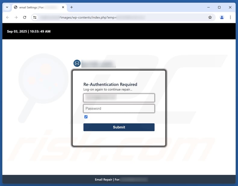 Action Required On Your Email Account scam email promoted phishing site