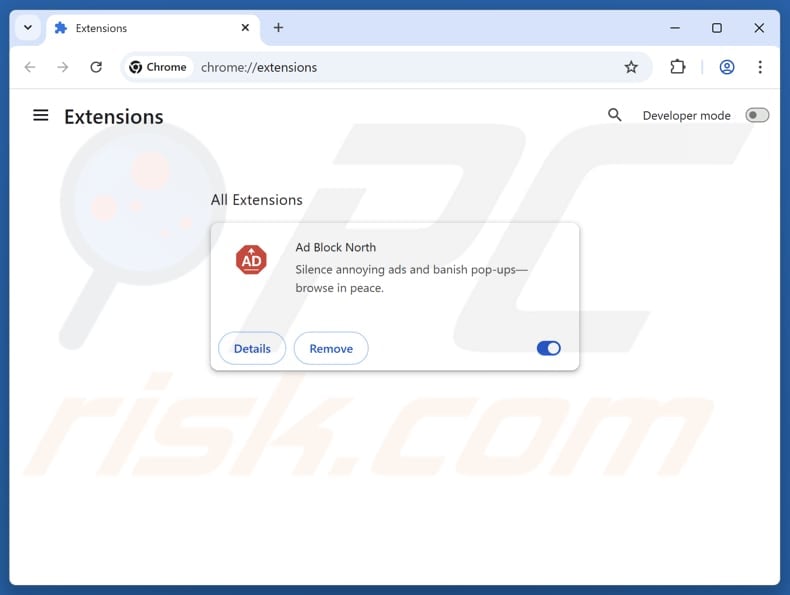 Removing Ad Block North ads from Google Chrome step 2
