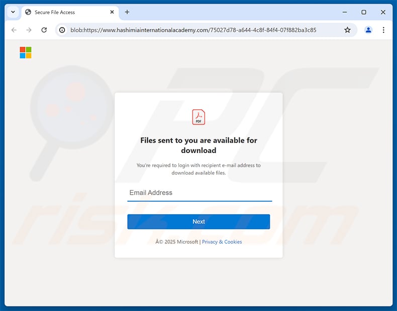 Phishing site promoted via Anthem Encrypted Message email scam (2025-09-12)