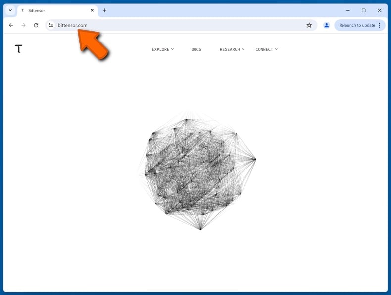 Appearance of the real Bittensor website (bittensor.com)