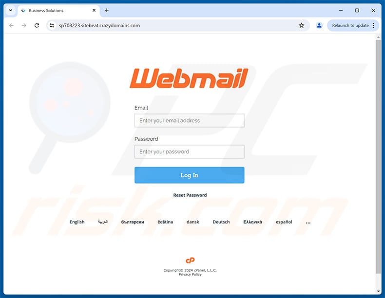 Phishing site promoted via Terms Of Services email scam (2025-09-19)