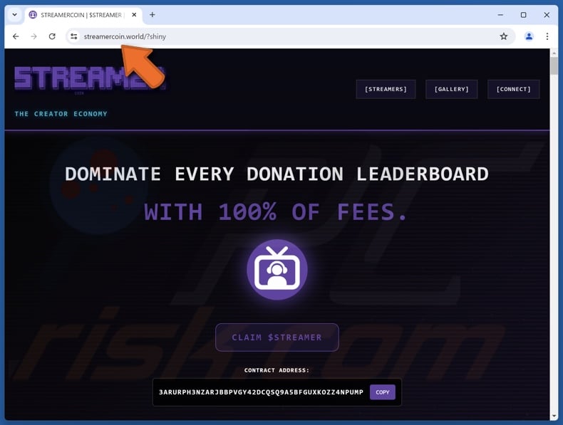 Fake Claim $STREAMER website