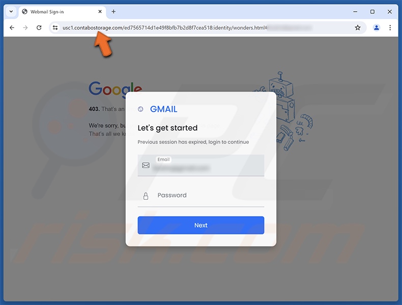Confirm Your Identity scam email promoted phishing site