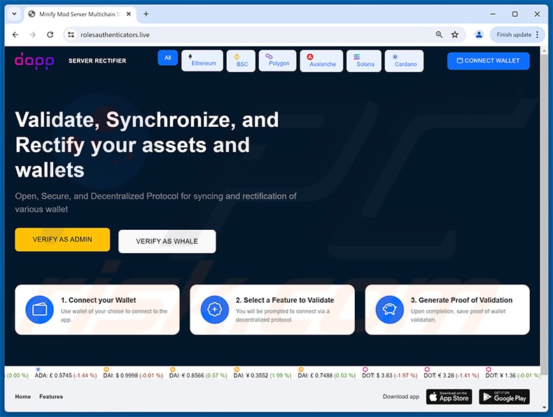 DApp rectification-themed drainer website (rolesauthenticators[.]live)