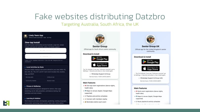 Datzbro banking trojan distributing fake websites