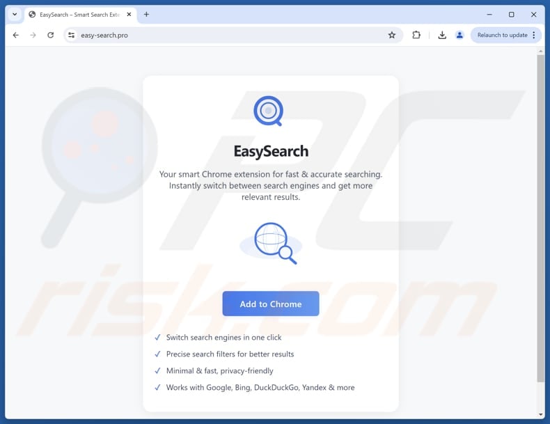 Website used to promote Easy Search browser hijacker