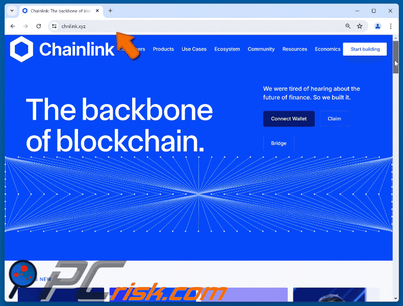 Appearance of the fake Chainlink website (GIF)