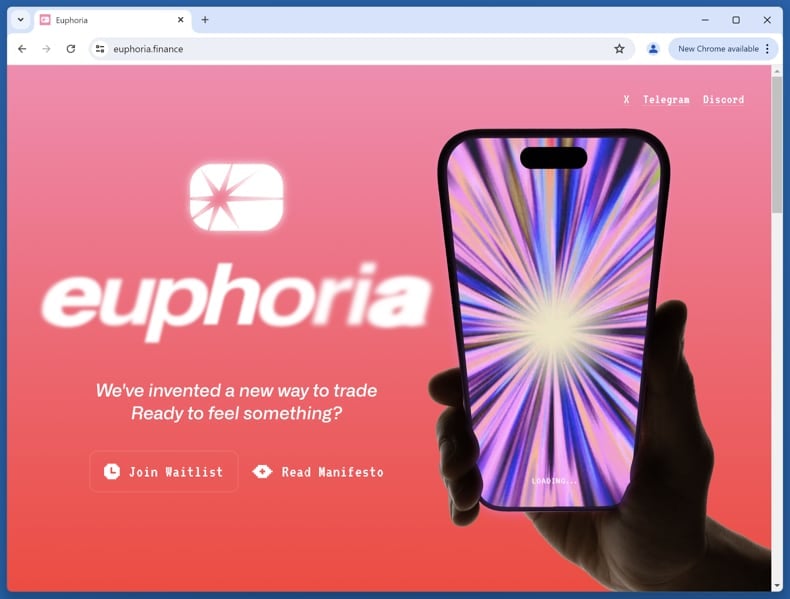 Fake Euphoria Trading website scam real website (euphoria.finance)