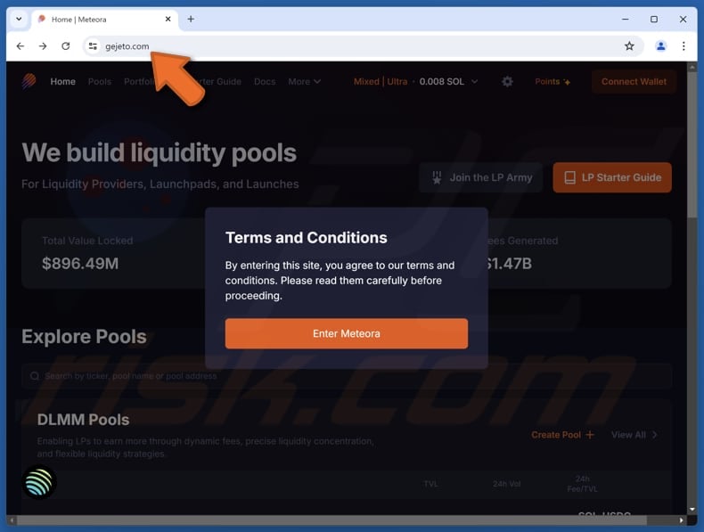 fake Meteora website scam