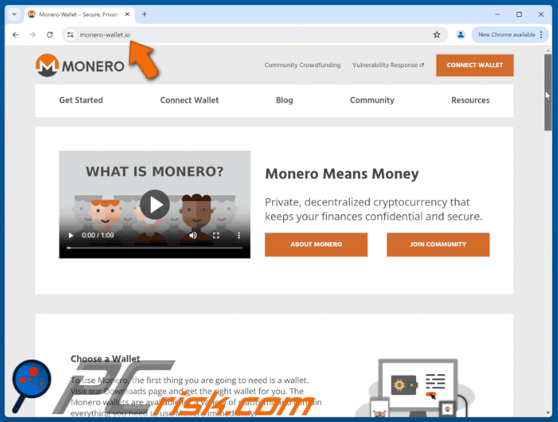 Appearance of the fake Monero website (GIF)