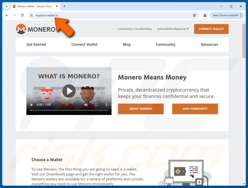 Fake Monero website