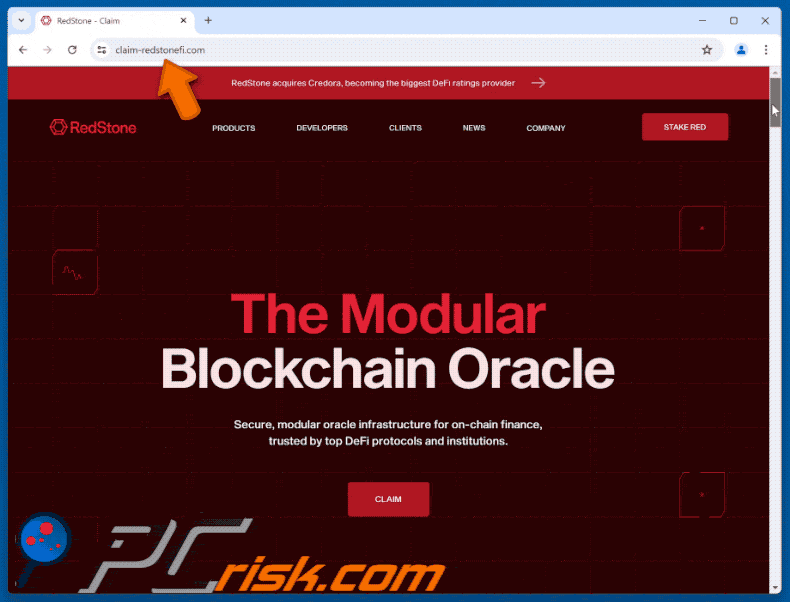 Appearance of fake RedStone website scam