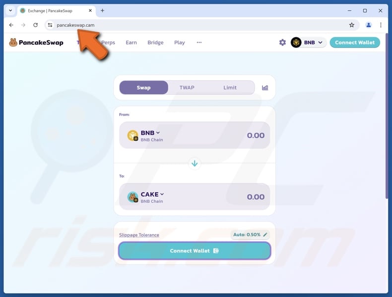 Fake PancakeSwap website