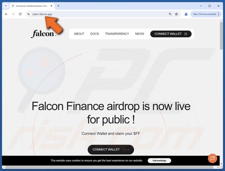 Fake Falcon Finance Airdrop website