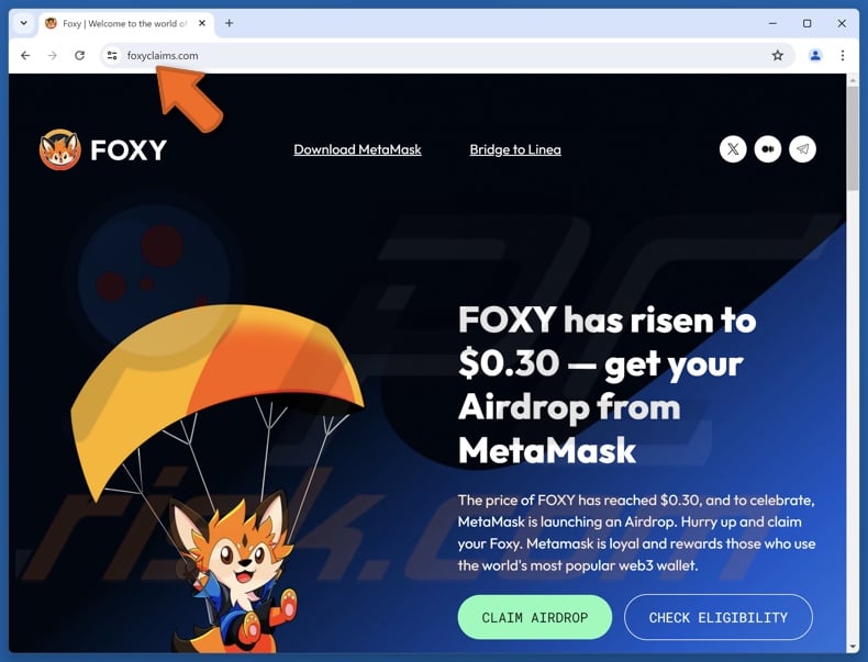 Fake Foxy Airdrop website