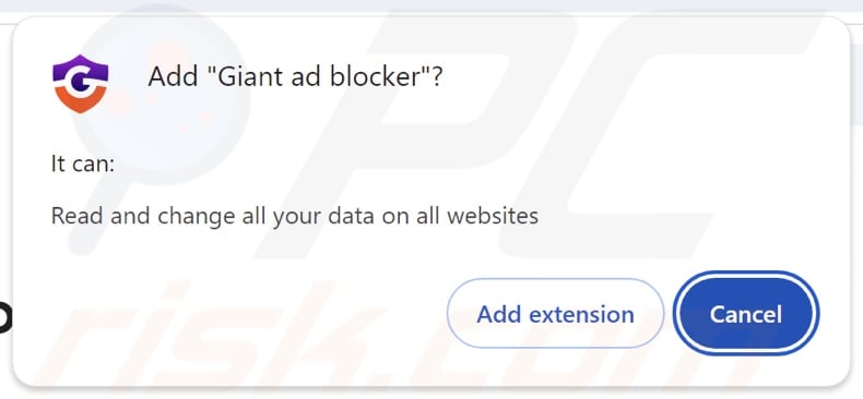 Giant ad blocker asking for various permissions
