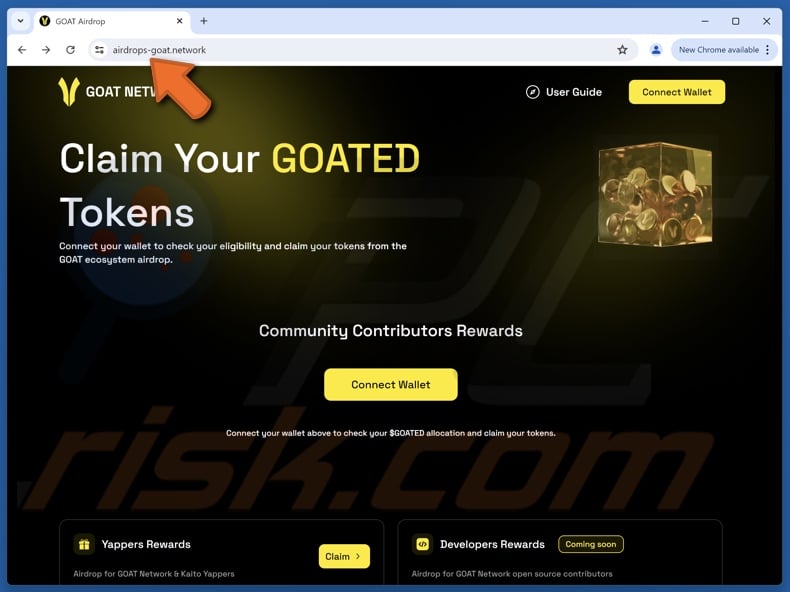 Fake Goat Network Airdrop website