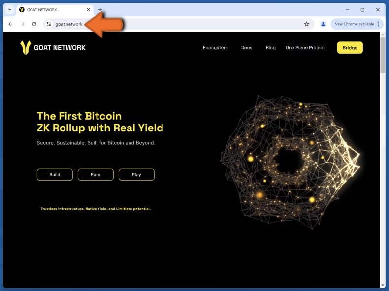 Appearance of the real GOAT Network website (goat.network)