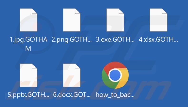 Files encrypted by GOTHAM ransomware (.GOTHAM extension)