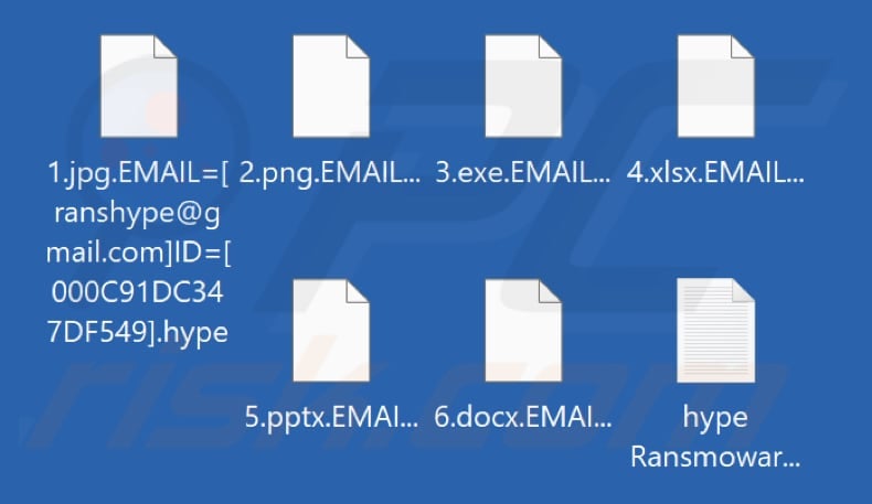 Files encrypted by Hype ransomware (.hype extension)