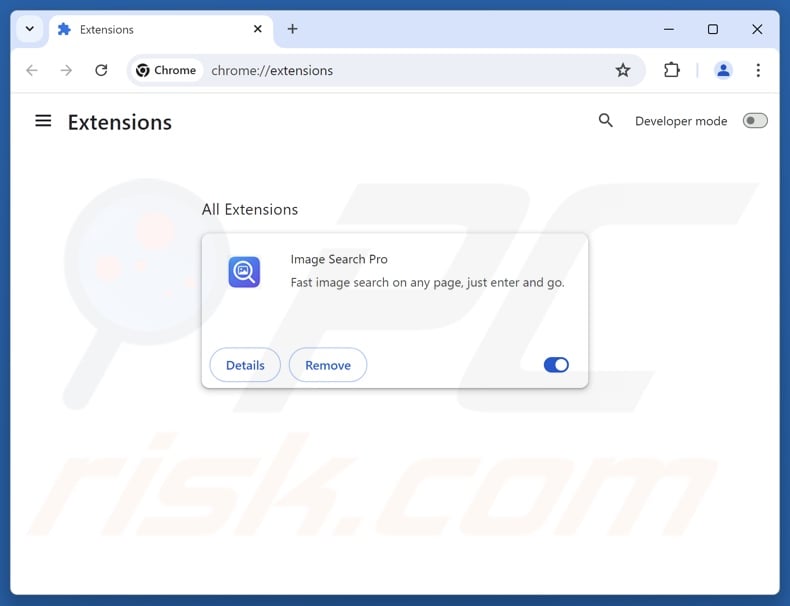 Removing imagesearcherpro.com related Google Chrome extensions