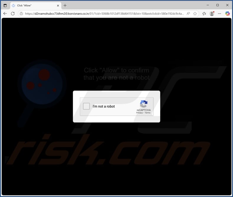 korvixnaro.co[.]in pop-up redirects