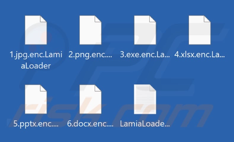 Files encrypted by Lamia Loader ransomware (.enc.LamiaLoader extension)