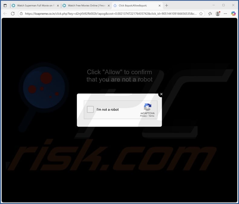 loapneme.co[.]in pop-up redirects
