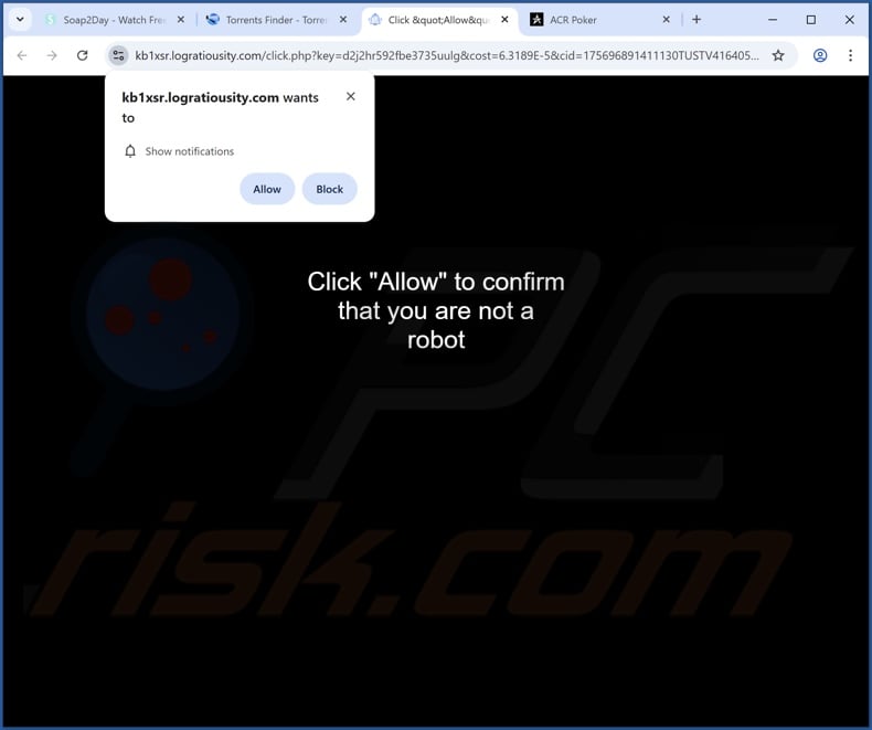 logratiousity[.]com pop-up redirects
