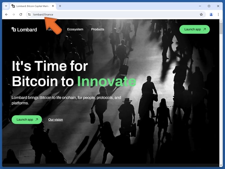 Appearance of the real Lombard Finance website (lombard.finance)