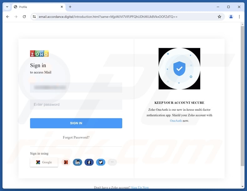Mail Server Authentication Unsuccessful scam email promoted phishing site