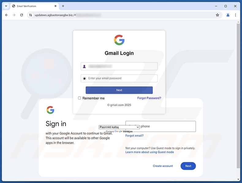 Mailbox Error Detected scam email promoted phishing site