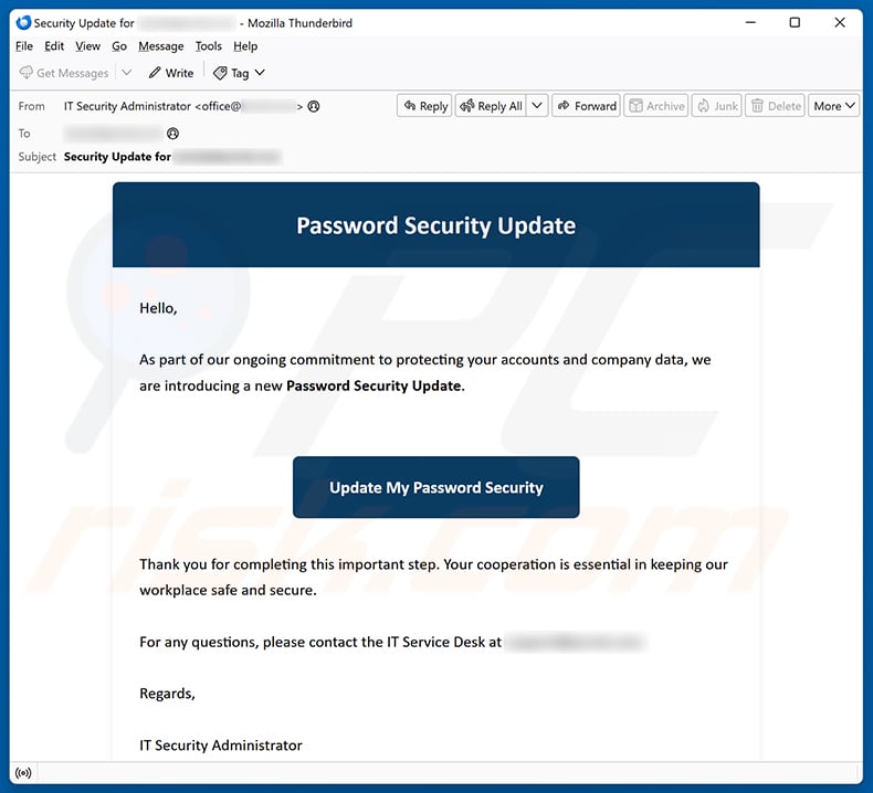 Password Security Update email scam (2025-09-04)